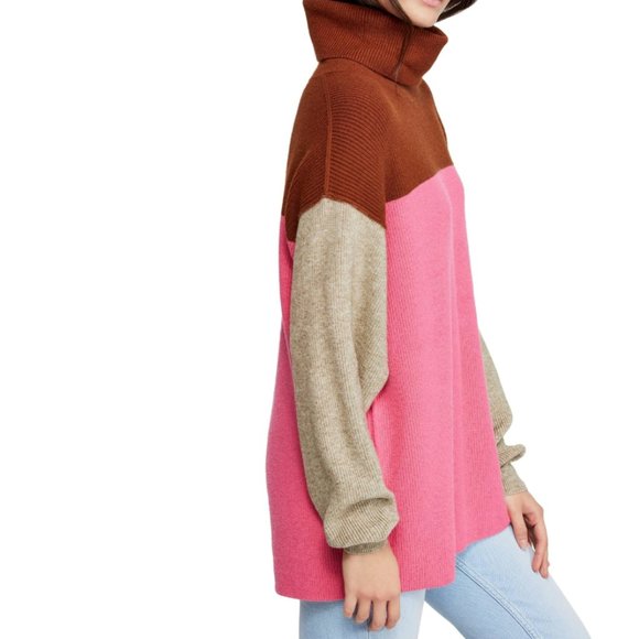 Free People Sweaters - Free People Oversized Colorblock Turtleneck Size S
